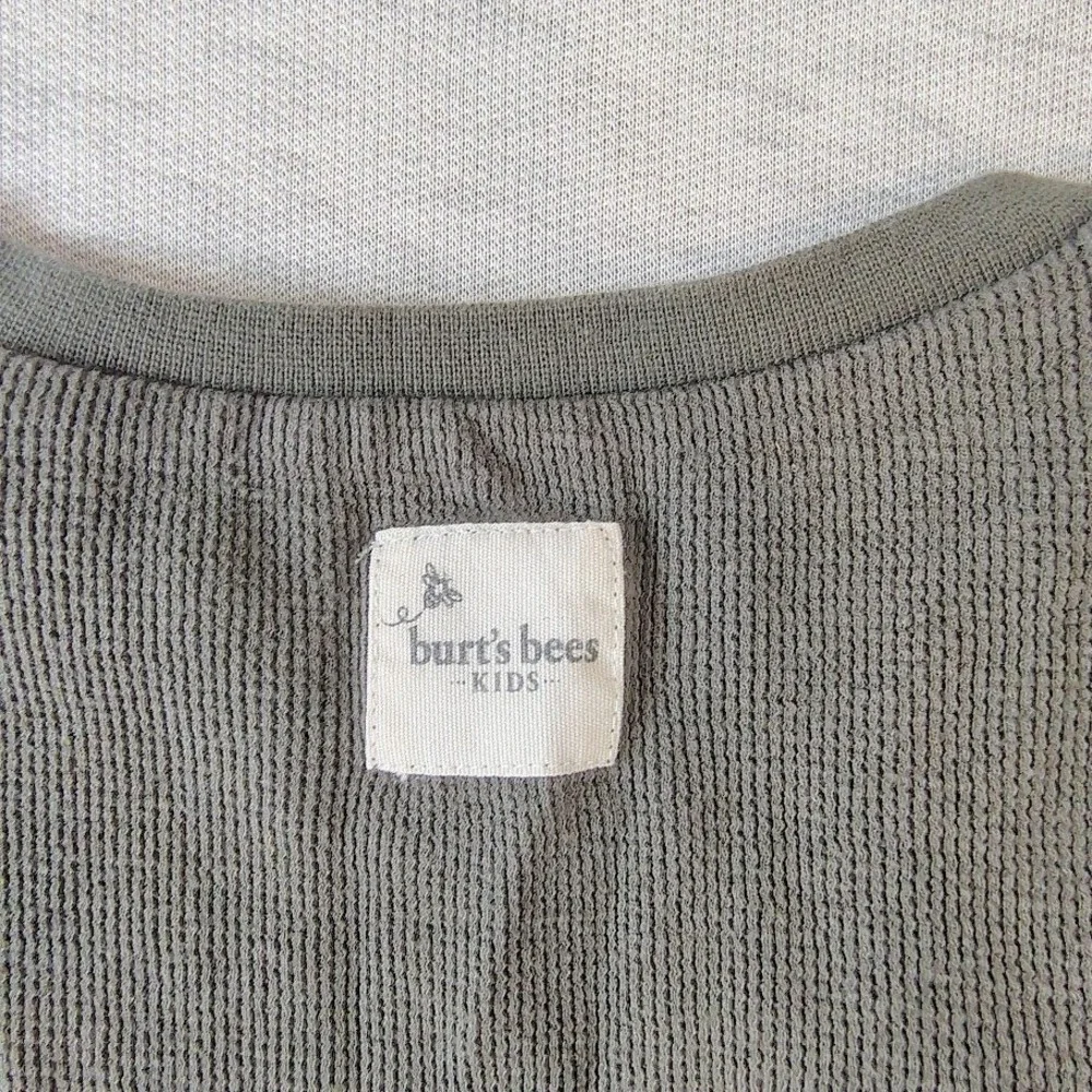 Burt's Bees Kids Gray Thermal Set Organic Cotton Waffle Knit Pajamas Size 12Y